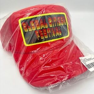 NWT Aviator Nation Global Citizen 2019 Festival Trucker Hat Red embroidered